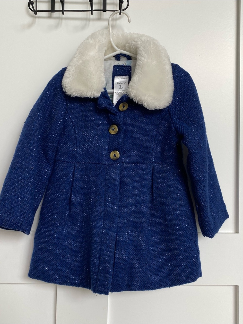 Carter's Toddler Navy Coat with White Faux Fur Collar